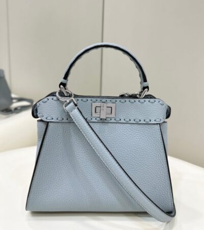 Replica Fendi Peekaboo Small Sky Blue - Best Fake Designer Bags