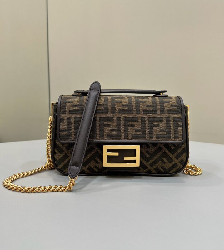 Replica Fendi Baguette  Sliding Chain FF Brown - Best Fake Designer Bags