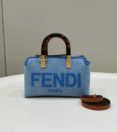 Replica Fendi By The Way Boston Blue Cotton - Best Fake Designer Bags