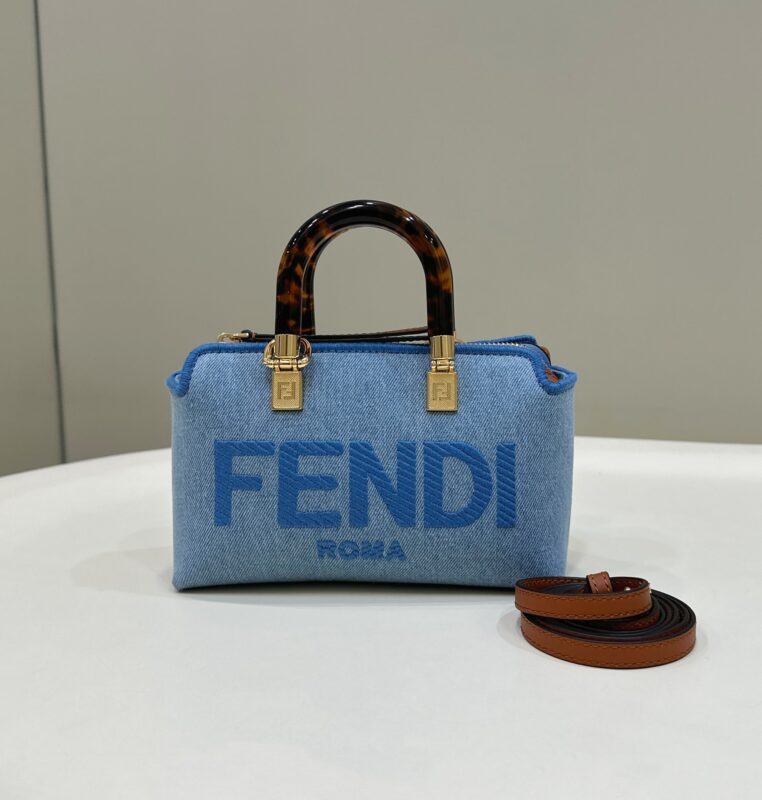 Replica Fendi By The Way Boston Blue Cotton - Best Fake Designer Bags