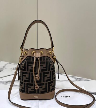 Replica Fendi Tresor Mini Bucket Brown - Best Fake Designer Bags