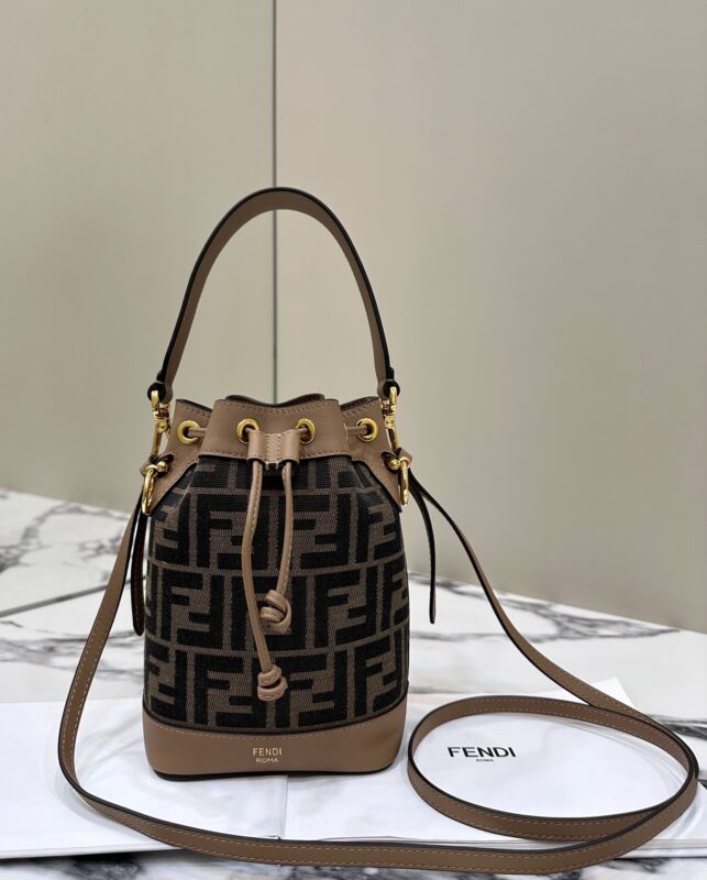 Replica Fendi Tresor Mini Bucket Brown - Best Fake Designer Bags