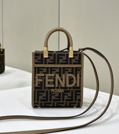 Replica Fendi Mini Tote Brown Monogram - Best Fake Designer Bags