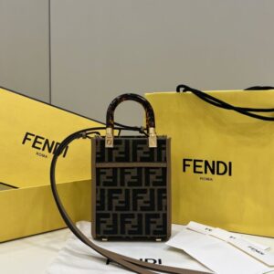 Replica Fendi Mini Tote Brown Canvas - Best Fake Designer Bags