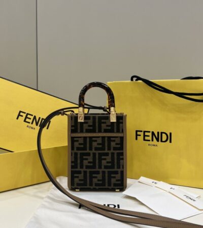 Replica Fendi Mini Tote Brown Canvas - Best Fake Designer Bags