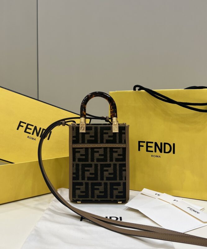 Replica Fendi Mini Tote Brown Canvas - Best Fake Designer Bags