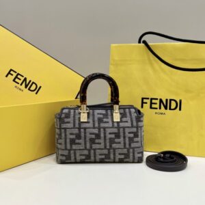 Replica Fendi By The Way Boston Brown Cotton - Best Fake Designer Bags