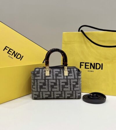 Replica Fendi By The Way Boston Brown Cotton - Best Fake Designer Bags