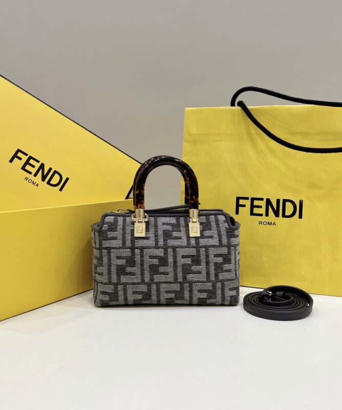Replica Fendi By The Way Boston Brown Cotton - Best Fake Designer Bags