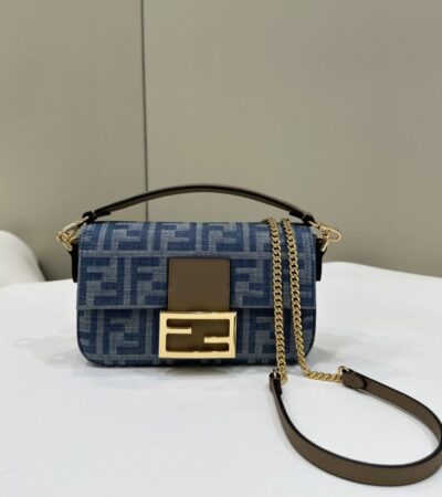 Replica Fendi Baguette Small Dark Bue Denim - Best Fake Designer Bags
