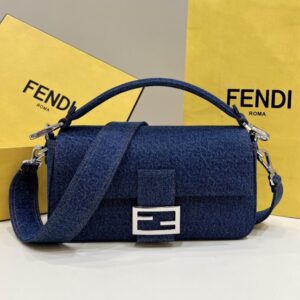 Replica Fendi Baguette Full Blue Denim - Best Fake Designer Bags