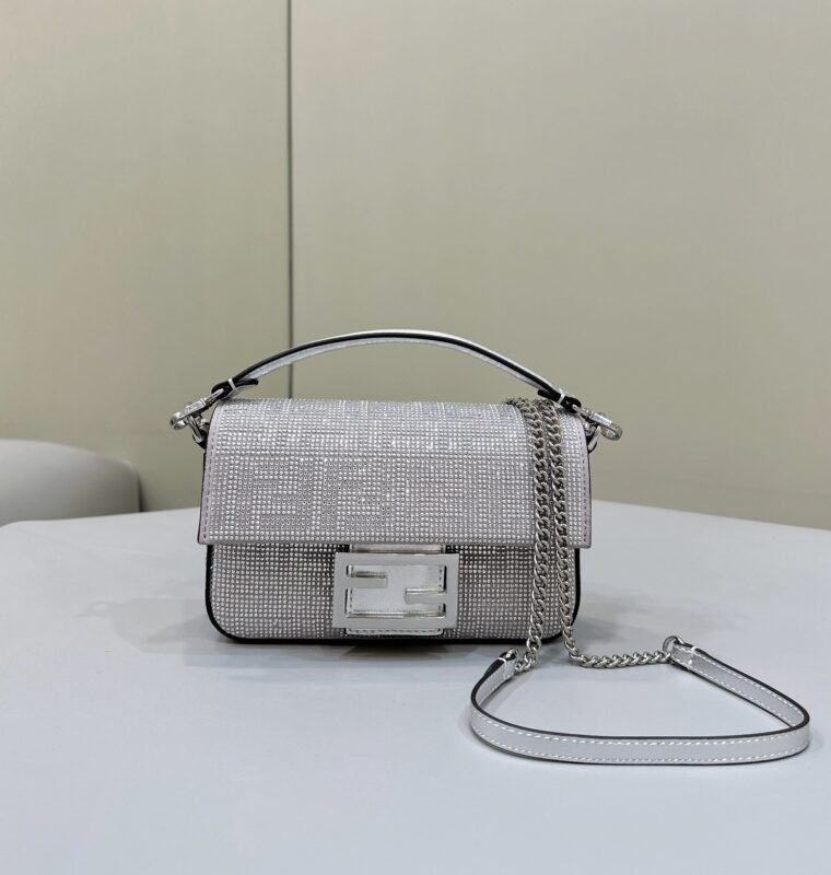 Replica Fendi Baguette Silver Diamond - Best Fake Designer Bags