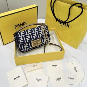 Replica Fendi Baguette Small Cotton Blue - Best Fake Designer Bags