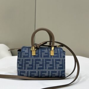 Replica Fendi By The Way Boston Blue Denim - Best Fake Designer Bags