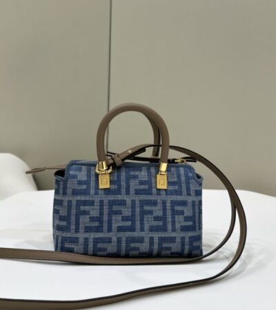 Replica Fendi By The Way Boston Blue Denim - Best Fake Designer Bags