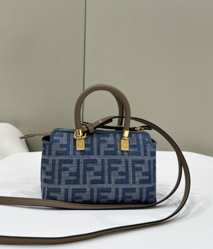 Replica Fendi By The Way Boston Blue Denim - Best Fake Designer Bags