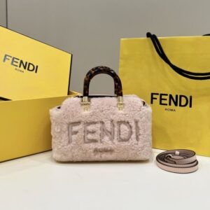Replica Fendi By The Way Boston Pink Wool - Best Fake Designer Bags