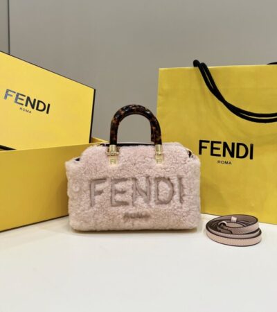 Replica Fendi By The Way Boston Pink Wool - Best Fake Designer Bags