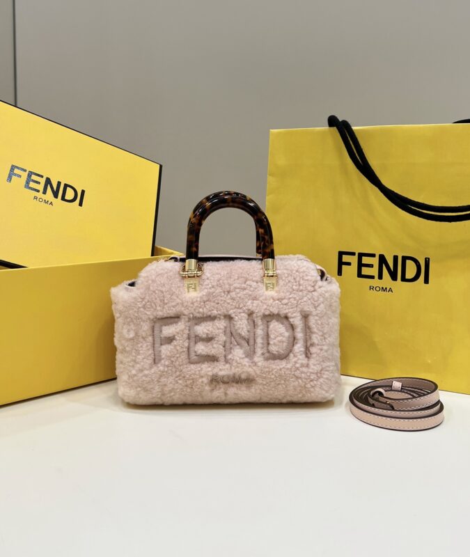 Replica Fendi By The Way Boston Pink Wool - Best Fake Designer Bags