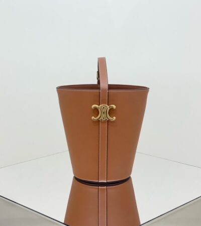 Replica Celine Triomphe Bucket Bag Brown - Best Fake Designer Bags