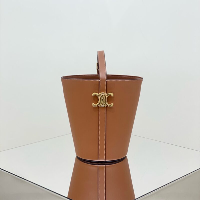 Replica Celine Triomphe Bucket Bag Brown - Best Fake Designer Bags