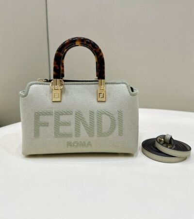 Replica Fendi By The Way Boston Beige Cotton - Best Fake Designer Bags