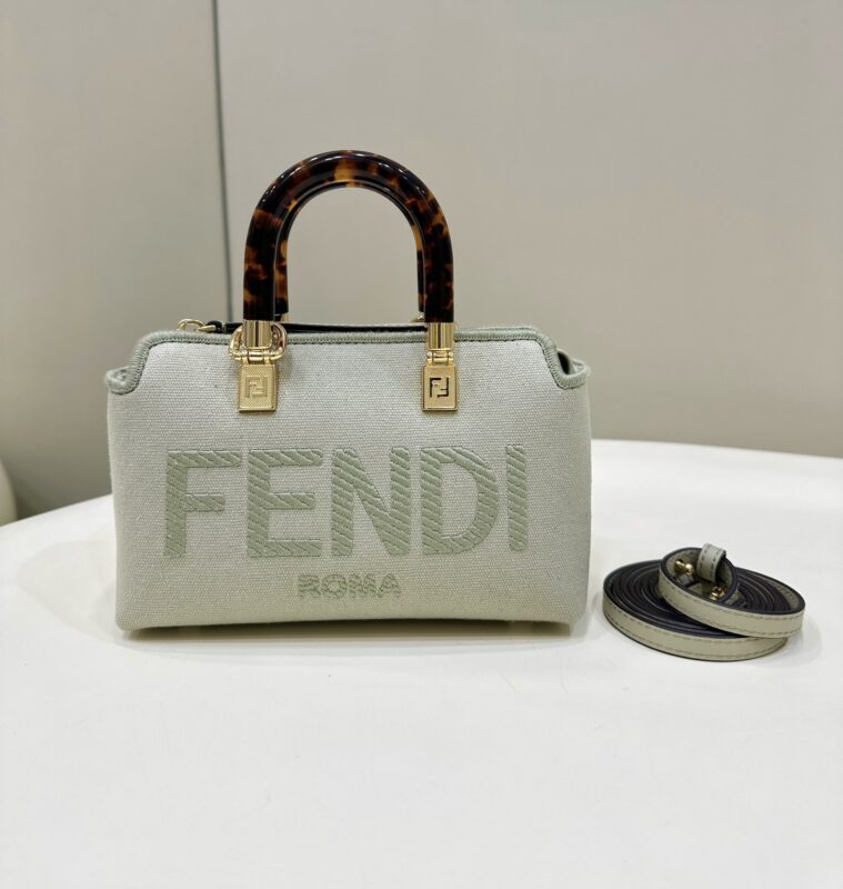 Replica Fendi By The Way Boston Beige Cotton - Best Fake Designer Bags