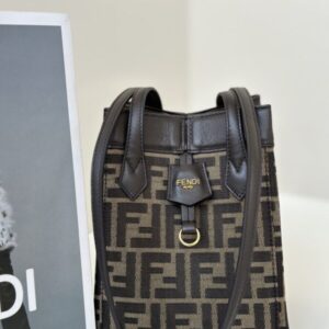 Replica Fendi Origami Small Brown Cotton - Best Fake Designer Bags