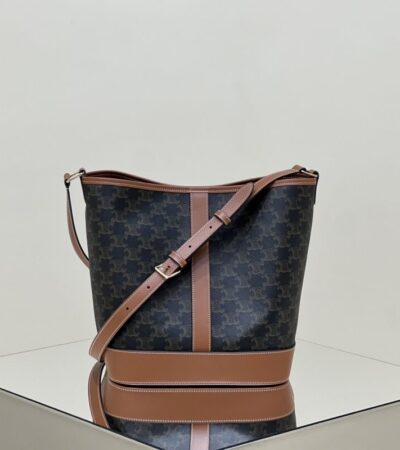 Replica Celine Triomphe Bucket Brown - Best Fake Designer Bags