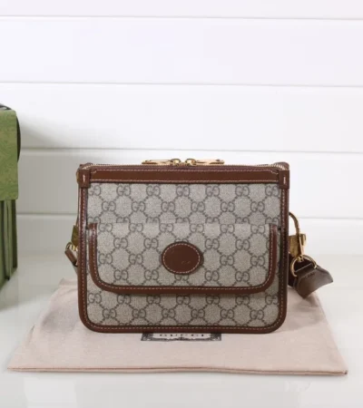 Replica GUCCI MESSENGER BAG WITH INTERLOCKING - Best Fake Designer Bags