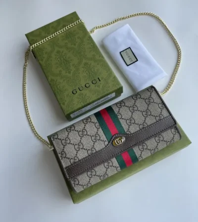 Replica GUCCI OPHIDIA GG CHAIN WALLET - Best Fake Designer Bags