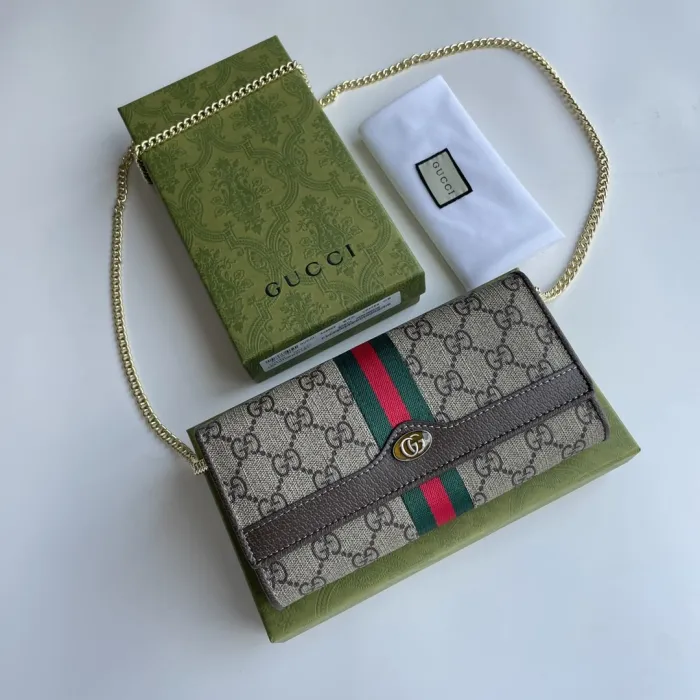 Replica GUCCI OPHIDIA GG CHAIN WALLET - Best Fake Designer Bags