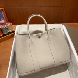 Replica Hermes Garden Party 30cm Clacier White - Best Fake Designer Bags