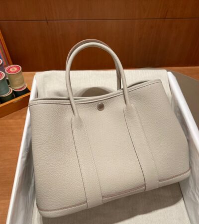 Replica Hermes Garden Party 30cm Clacier White - Best Fake Designer Bags