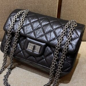 Replica CHANEL 2.55 Mini Bag Black Silver - Best Fake Designer Bags