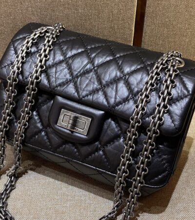 Replica CHANEL 2.55 Mini Bag Black Silver - Best Fake Designer Bags