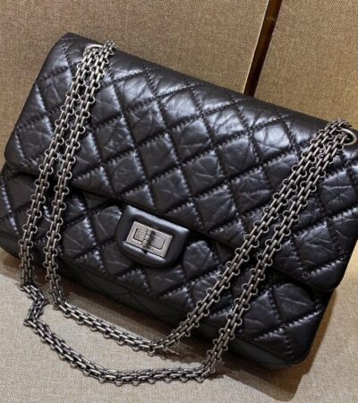 Replica CHANEL 2.55 Bag Black Silver - Best Fake Designer Bags