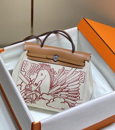 Replica Hermes Herbag 31cm Brown Horse - Best Fake Designer Bags