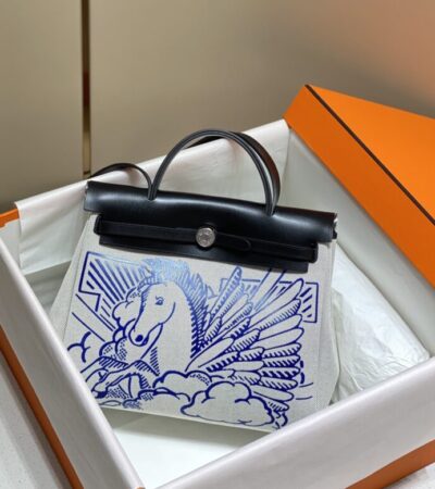 Replica Hermes Herbag 31cm Blue Horse - Best Fake Designer Bags