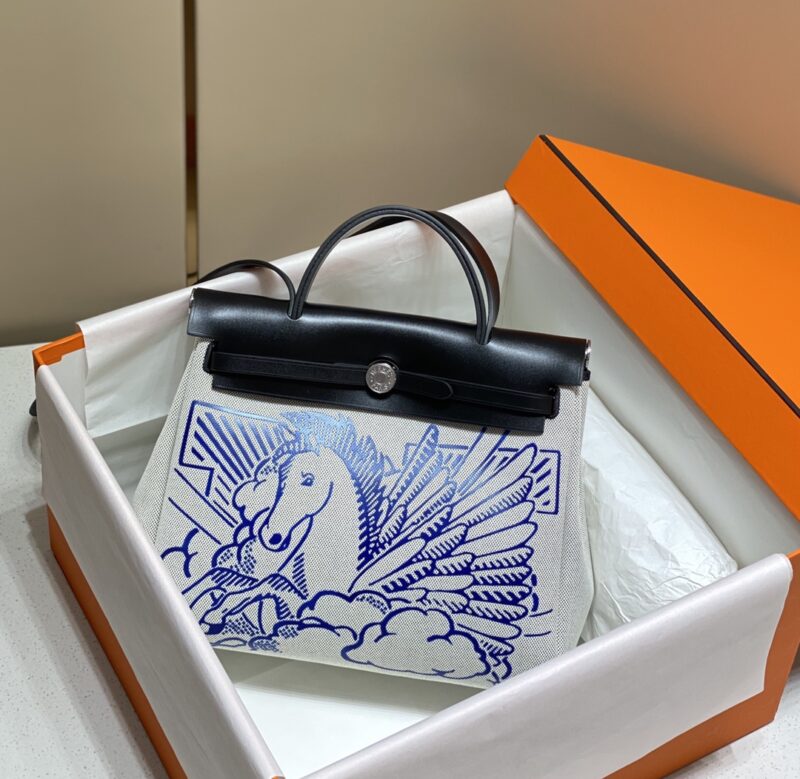 Replica Hermes Herbag 31cm Blue Horse - Best Fake Designer Bags