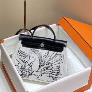 Replica Hermes Herbag 31cm Black Horse - Best Fake Designer Bags