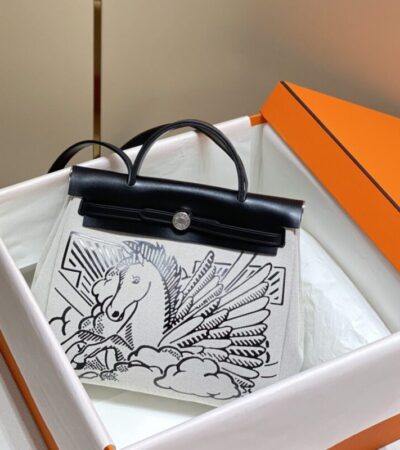 Replica Hermes Herbag 31cm Black Horse - Best Fake Designer Bags