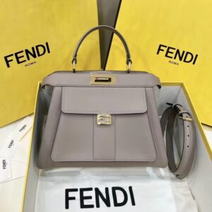 Replica Fendi Peekaboo With Patch Pocket Beige - Best Fake Designer Bags