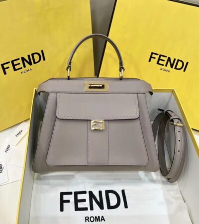 Replica Fendi Peekaboo With Patch Pocket Beige - Best Fake Designer Bags