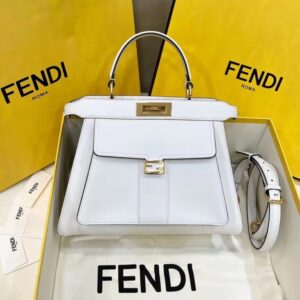 Replica Fendi Peekaboo With Patch Pocket White - Best Fake Designer Bags