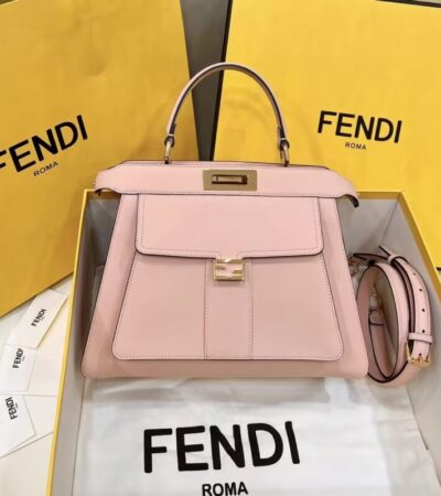 Replica Fendi Peekaboo With Patch Pocket Pink - Best Fake Designer Bags