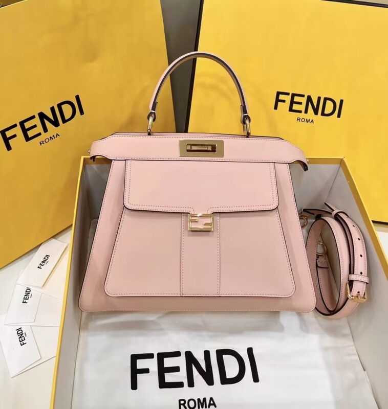 Replica Fendi Peekaboo With Patch Pocket Pink - Best Fake Designer Bags