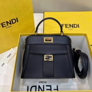 Replica Fendi Peekaboo With Patch Pocket Black - Best Fake Designer Bags