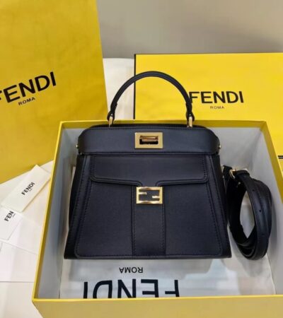 Replica Fendi Peekaboo With Patch Pocket Black - Best Fake Designer Bags
