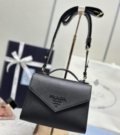 Replica Prada Saffiano Black Envelope - Best Fake Designer Bags